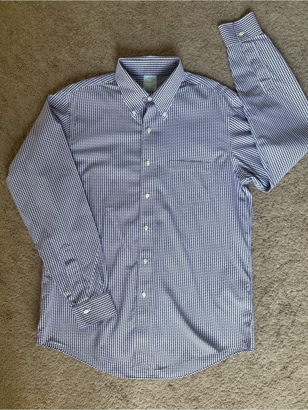 Brooks Brothers Milano Purple White Gingham Button-Down Supima Cotton